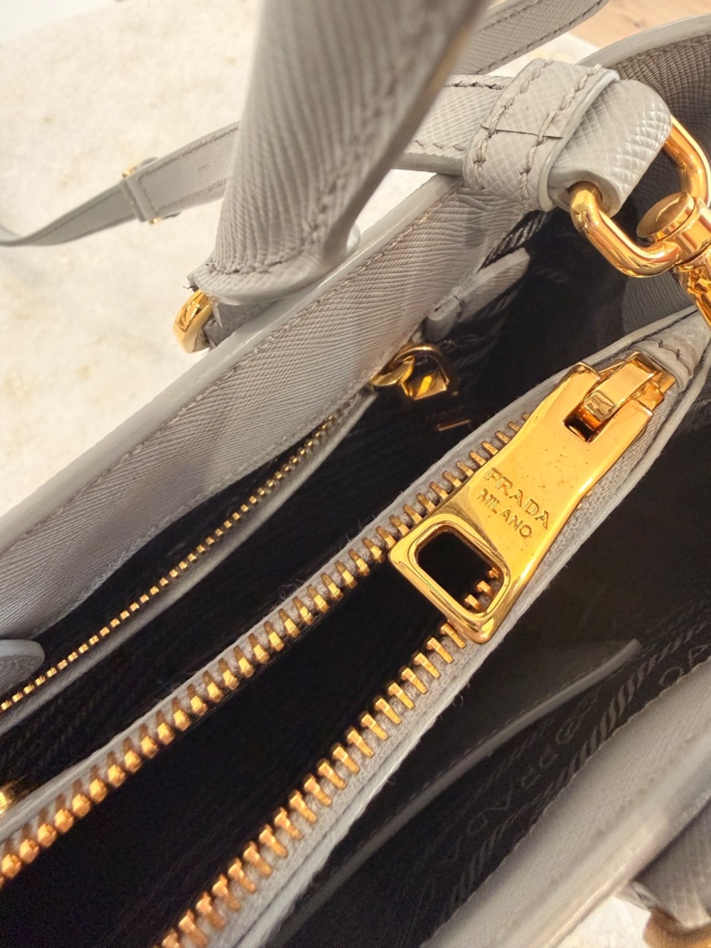 Prada Medium Gardener’s Tote Gray Saffiano Leather - Picture 13 of 14